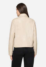 Kunstleder-Jacke mit Kragen / Modellfoto Rückseite