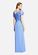 Abendkleid mit Stickerei / Modellfoto Rückseite