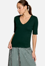 Basic-T-Shirt mit V-Ausschnitt / Modellfoto Vorderseite