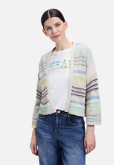 Strick-Cardigan mit Color Blocking / Modellfoto Vorderseite