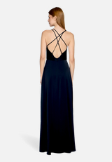 Abendkleid mit V-Ausschnitt / Modellfoto Rückseite