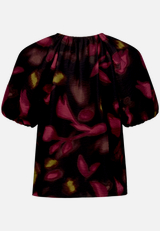 Schlupfbluse  kurzarm mit Blumen  / Rückseite