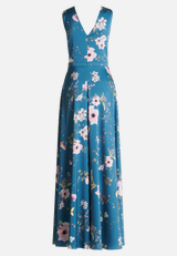 Abendkleid mit Blumenprint / Rückseite