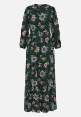 Maxikleid  langarm mit Blumen  / Rückseite