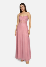 Abendkleid im Glitzer-Look / Modellfoto Vorderseite