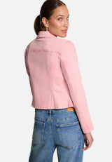 Jeansjacke tailliert mit Knopfleiste / Modellfoto Rückseite