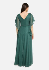 Abendkleid im Glitzer-Look / Modellfoto Rückseite