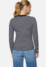 Ringelshirt mit Knopfleiste / Modellfoto Rückseite