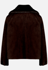 Velourslederjacke mit Kunstfellkragen  / Rückseite