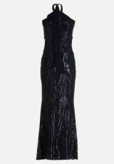 Abendkleid im Glitzer-Look / Rückseite