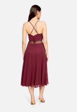 Cocktailkleid mit Wasserfallausschnitt / Modellfoto Rückseite