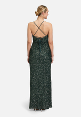 Abendkleid figurbetont / Modellfoto Rückseite