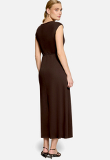 Jerseykleid  Maxi mit Bindegürtel / Modellfoto Rückseite