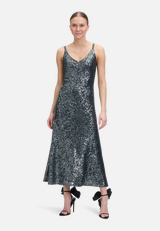 Abendkleid mit Pailletten / Modellfoto Vorderseite