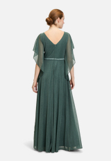 Abendkleid im Glitzer-Look / Modellfoto Rückseite