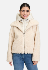 Plüschjacke mit abnehmbarem Westenteil / Modellfoto Vorderseite