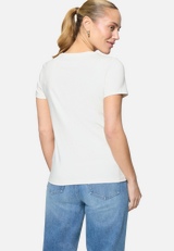 Print-T-Shirt mit Glitzerdetails  / Modellfoto Rückseite