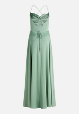 Abendkleid mit Wasserfallausschnitt / Rückseite
