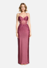 Abendkleid im Glitzer-Look / Modellfoto Vorderseite