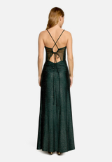 Abendkleid im Glitzer-Look / Modellfoto Rückseite