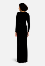 Abendkleid langarm / Modellfoto Rückseite