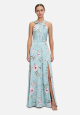 Abendkleid mit Blumenprint / Modellfoto Vorderseite