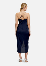 Abendkleid mit Raffung / Modellfoto Rückseite