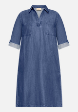 Jeanskleid mit Kragen / Vorderseite