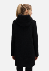 Wolljacke mit Kapuze / Modellfoto Rückseite