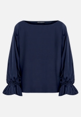 Satin-Bluse mit U-Boot-Ausschnitt / Vorderseite