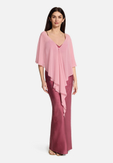 Chiffonstola mit Volant / Modellfoto Vorderseite (Outfit)