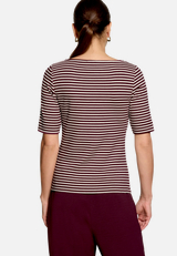 Ringelshirt  mit U-Boot Ausschnitt  / Modellfoto Rückseite