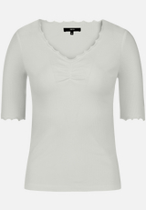 T-Shirt mit gerafftem Ausschnitt / Vorderseite
