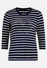 Ringelshirt mit Schmucksteinen / Vorderseite