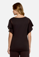 Basic Shirt mit V-Ausschnitt / Modellfoto Rückseite