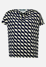 Printshirt mit Wasserfallausschnitt / Vorderseite