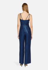 Jumpsuit mit Glanzeffekt / Modellfoto Rückseite