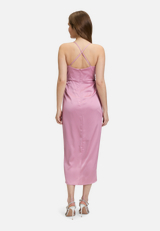 Abendkleid mit Raffung / Modellfoto Rückseite