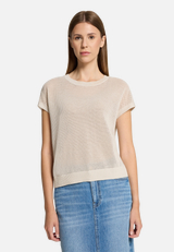 Lochstrick-Pullover ohne Arm / Modellfoto Vorderseite