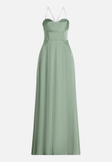 Abendkleid mit Wasserfallausschnitt / Vorderseite