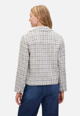 Tweedblazer mit aufgesetzten Taschen / Modellfoto Rückseite