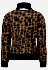 Flauschige Leo-Strickjacke mit Schal  / Rückseite