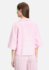 Leinenbluse mit Kragen / Modellfoto Rückseite
