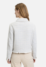 Tweedblazer mit Fransen / Modellfoto Rückseite