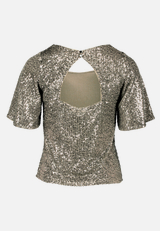 Pailletten-Bluse mit Flügelärmeln / Rückseite