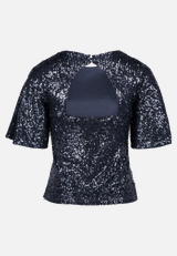 Pailletten-Bluse mit Flügelärmeln / Rückseite
