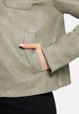 Kunstleder-Jacke mit Kragen / Detailbild