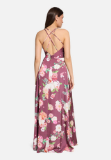 Abendkleid mit V-Ausschnitt / Modellfoto Rückseite
