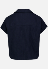Hemdbluse  kurzarm Crinkle-Struktur / Rückseite