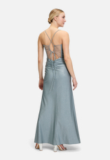 Abendkleid im Glitzer-Look / Modellfoto Rückseite